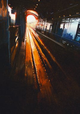 Gün batımlı tren istasyonu