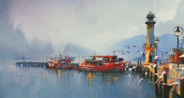Sabah limanındaki balıkçı tekneleri