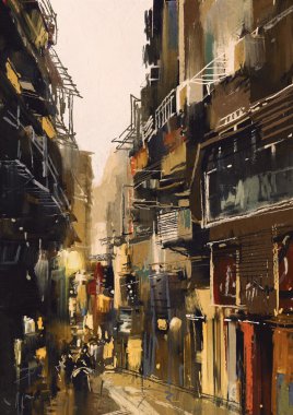 eski binaları ile dar sokak