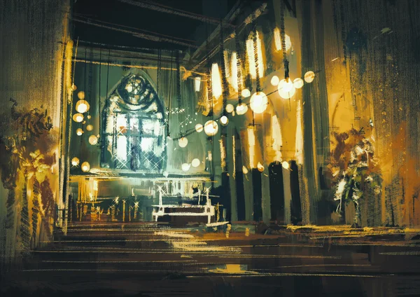 Kilise ve dramatik ışık — Stok fotoğraf