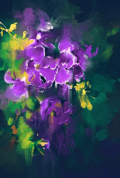 Prachtige purperen bloemen in donkere achtergrond — Stockfoto