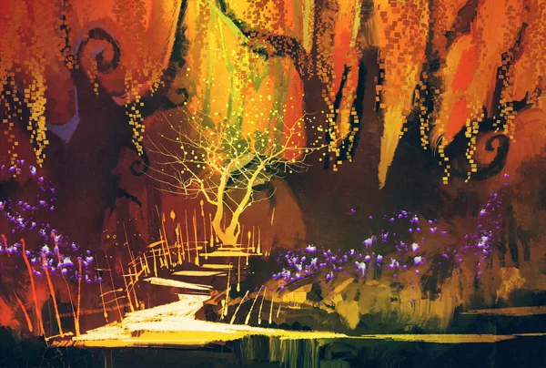Absztrakt színes tájat, fantasy-erdő — Stock Fotó