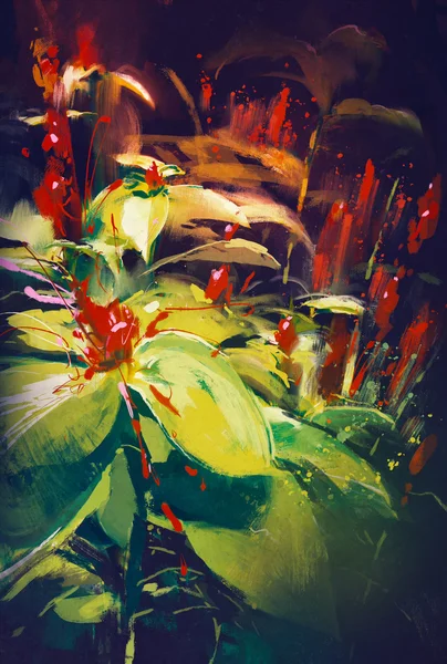 Bloeiende wilde bloemen in donkere achtergrond — Stockfoto