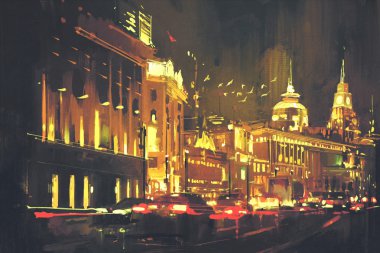 Geceleri shanghai bund