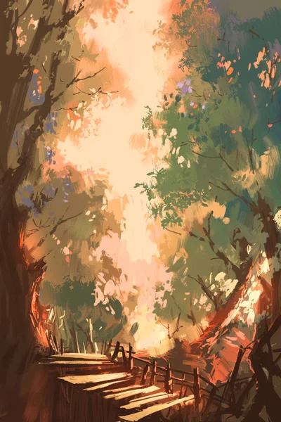 Colorful forest background painting — Stock Photo, Image