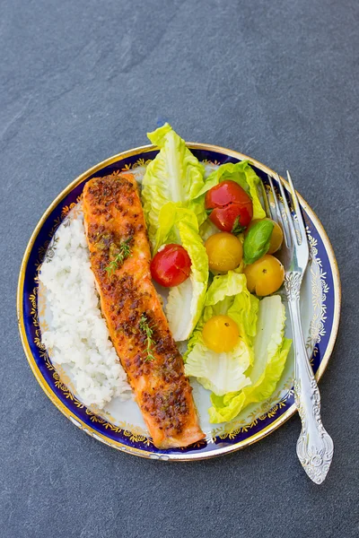 Glazed salmon with apricot jam and mustard — Stock Photo, Image