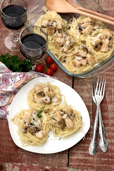 tavuk ve mantar Krema soslu makarna yuva