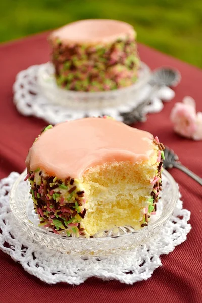 Sweet gelaagde taart met ijs en slagroom — Stockfoto