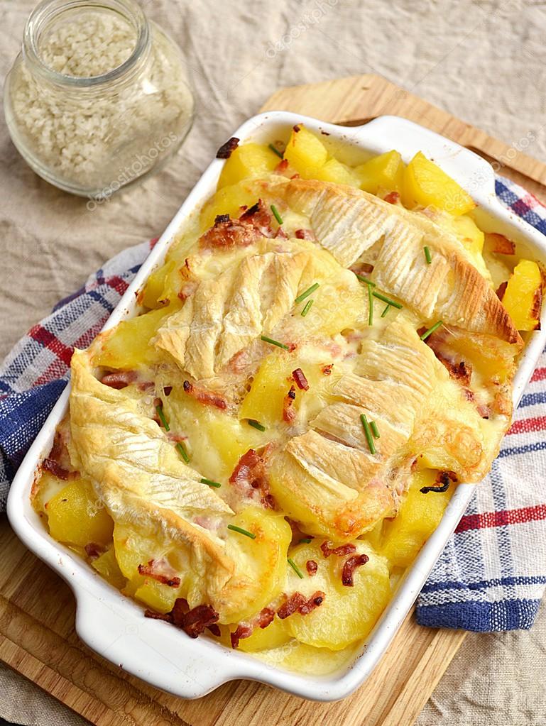 French Traditional Potato Gratin Tartiflette Stock Photo