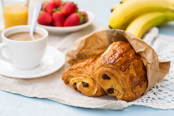 French viennoiserie pain au chocolat for breakfast — Stock Photo, Image
