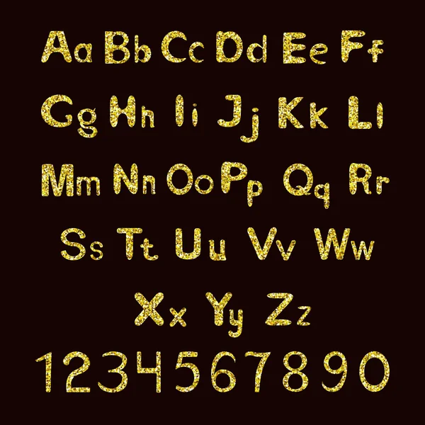 Letras del alfabeto con brillo dorado . — Vector de stock
