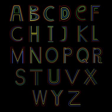 Alfabe seti. Vektör çizim alfabesi harfleri. 