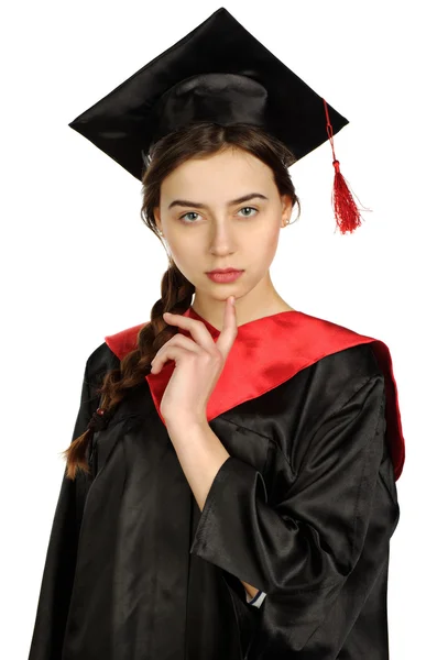 Красивая выпускница в мантии — стоковое фото