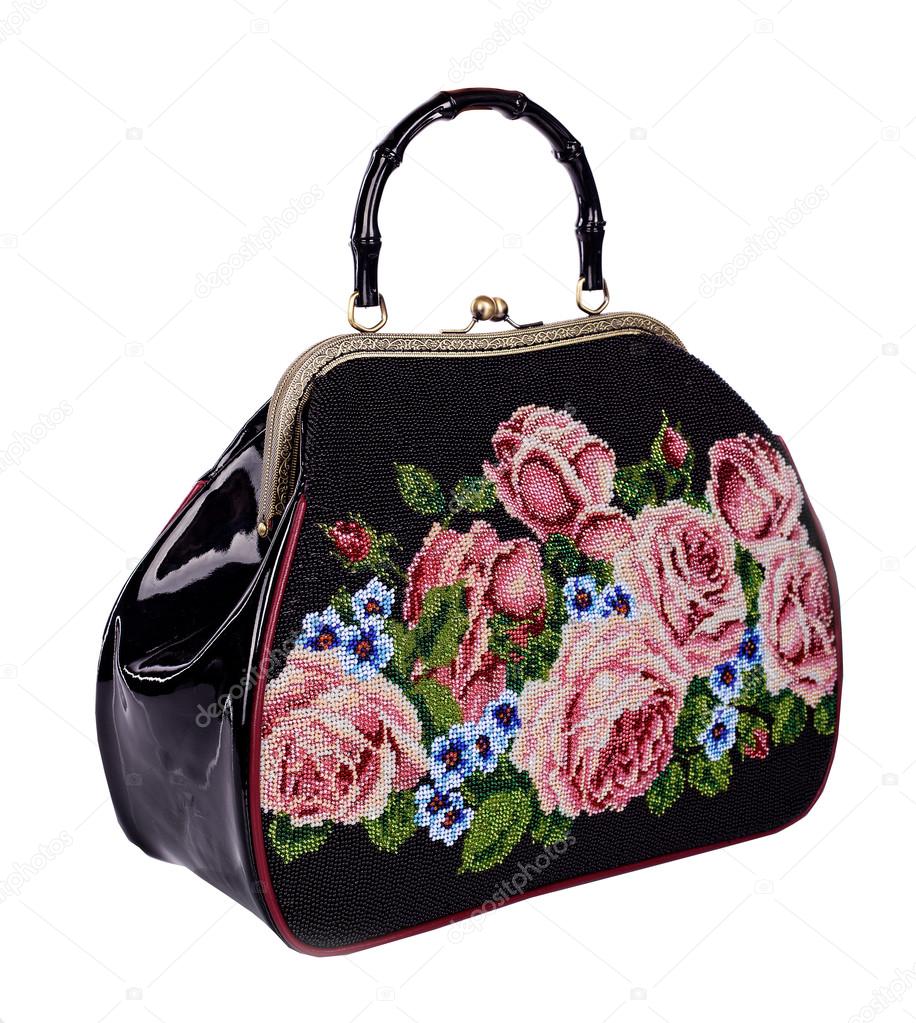 Con Diseñador Negro Bolso Bordado Del q8tt0