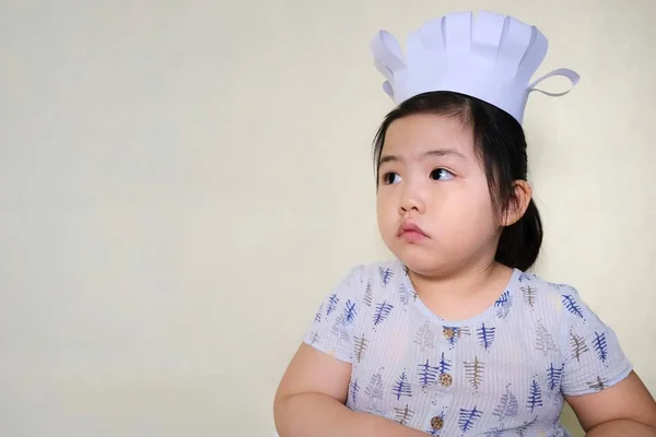 Cute Young Chubby Asian Girl Her Cooking Class Wearing Cute — Stock Photo, Image