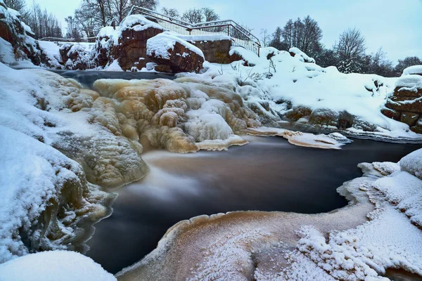 Rapids Ruins Kuhakoski Winter Twilight — Stock Photo, Image