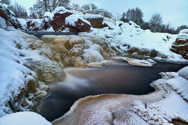 Rápidos Ruinas Kuhakoski Crepúsculo Invierno — Foto de Stock