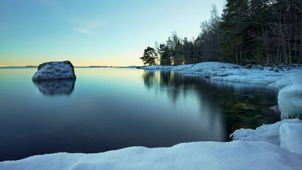 Voor Zonsondergang Winter Uuutela Bij Helsinki — Stockfoto