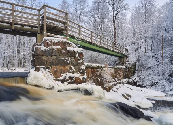 Los Rápidos Del Río Nukarinkoski Vantaanjoki Nurmijarvi Invierno Finlandia — Foto de Stock