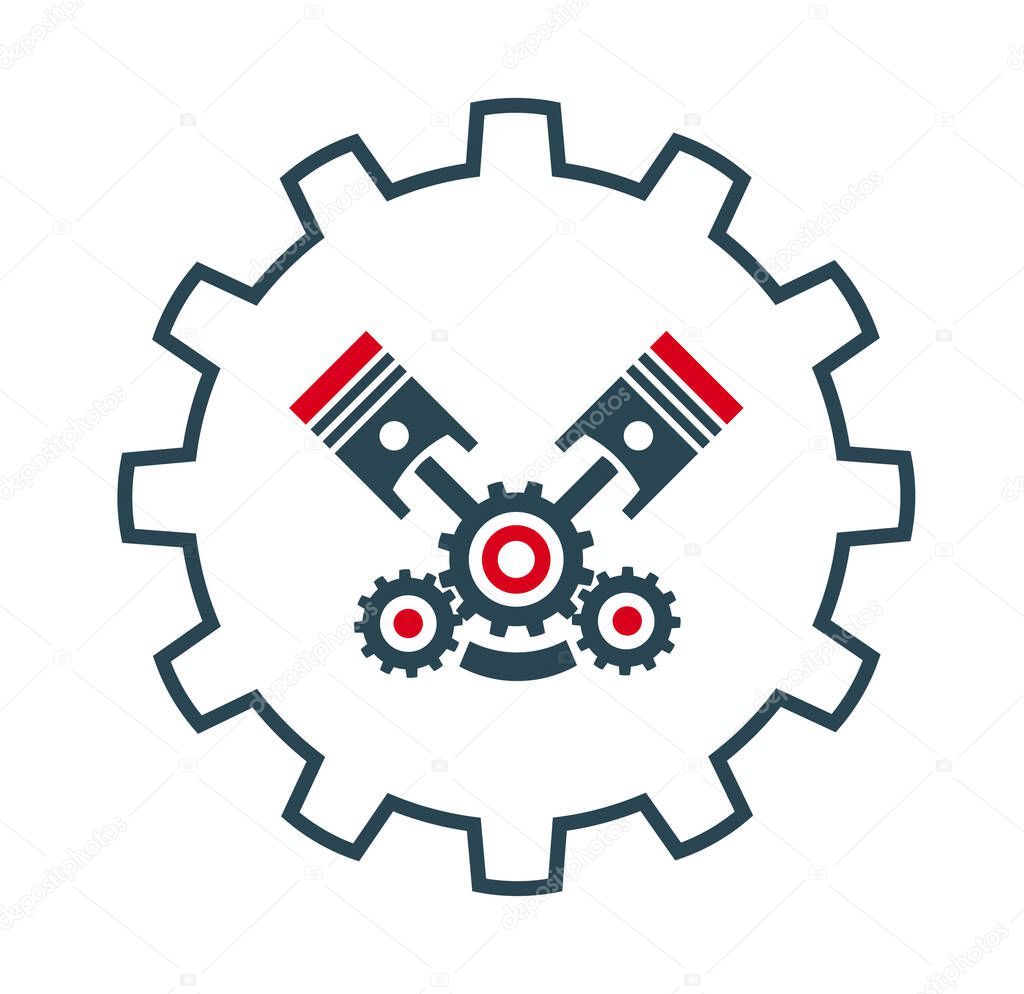 Vector illustration of an engine icon for car repair and maintenance and other services. 