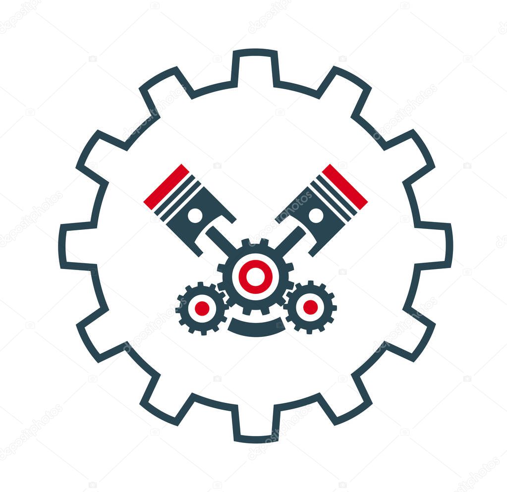 Vector illustration of an engine icon for car repair and maintenance and other services.