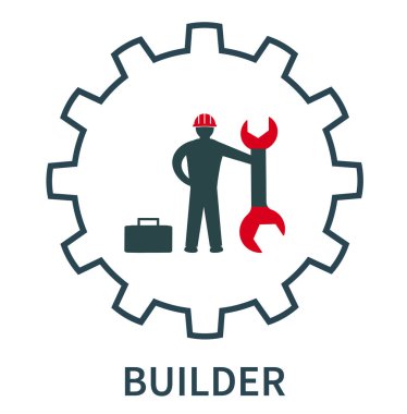 Dairelerin ve konutların onarımı, kurulumu ve bakımı, tamamlanması, boyanması, tesisat ve diğer inşaat işleri için vektör ilüstrasyon simgesi