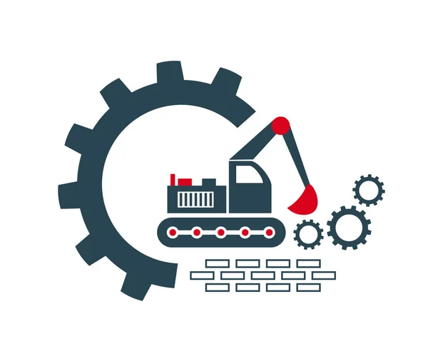 Ilustración Vectorial Del Icono Logotipo Excavadora Equipos Especiales Para Trabajos — Vector de stock