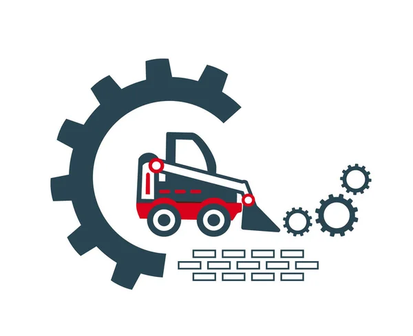 企業や組織の建設作業のための特別な機器ローダーのアイコンとロゴのベクトルイラスト 自動車工学 — ストックベクタ