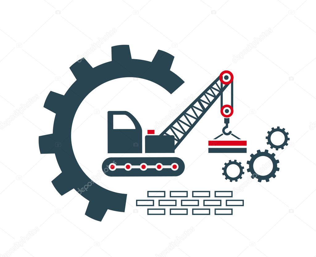 Vector illustration of the icon, logo of a crane, construction, loading. 