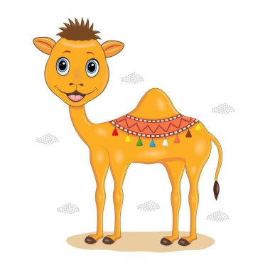 Beyaz arka planda bir devenin vektör çizimi. Afrika, çöl.