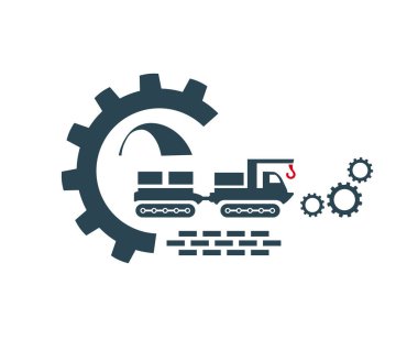 Traktör simgesinin vektör çizimi, logo. Özel ve inşaat ekipmanları. 