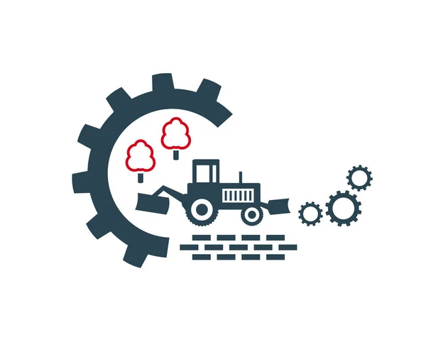 Vektorillustration Des Symbols Logo Eines Traktors Auf Rädern — Stockvektor
