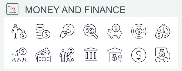 Para ve finans için bir dizi vektör simgesi.