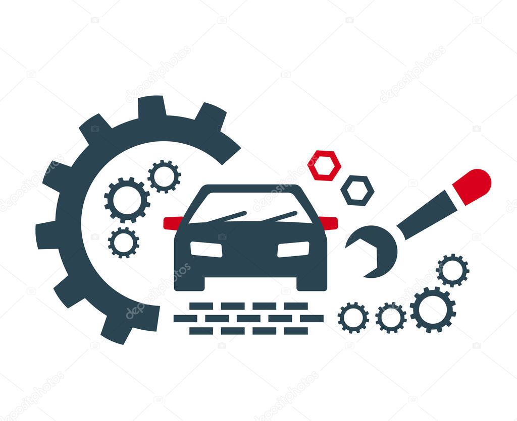 Vector icons, logos for car repair and maintenance and other repair work. Car service.