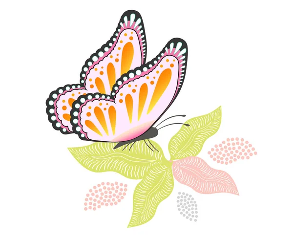 Vektor Illustration Eines Bunten Schmetterlings Isoliert Auf Weißem Hintergrund — Stockvektor