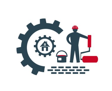 Sanayi, inşaat ve onarım işleri için vektör illüstrasyonu, logo, simge.