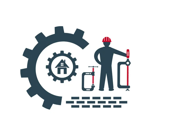 Векторная Иллюстрация Логотип Иконка Промышленных Строительных Ремонтных Работ — стоковый вектор