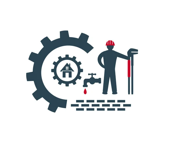Векторная Иллюстрация Логотип Иконка Промышленных Строительных Ремонтных Работ — стоковый вектор
