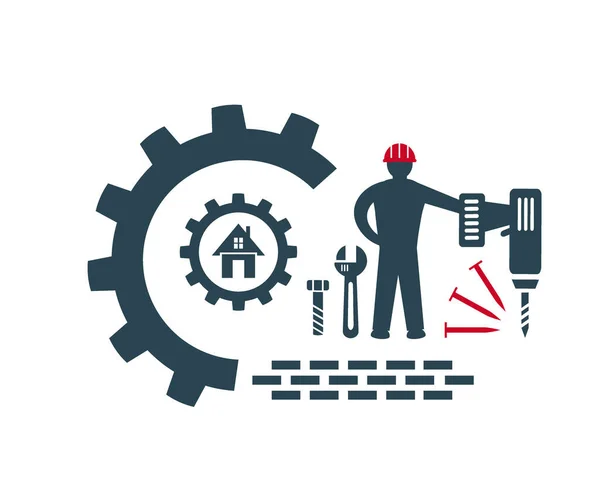 Εικονογράφηση Διανυσμάτων Λογότυπο Εικονίδιο Για Βιομηχανικές Κατασκευαστικές Και Επισκευαστικές Εργασίες — Διανυσματικό Αρχείο