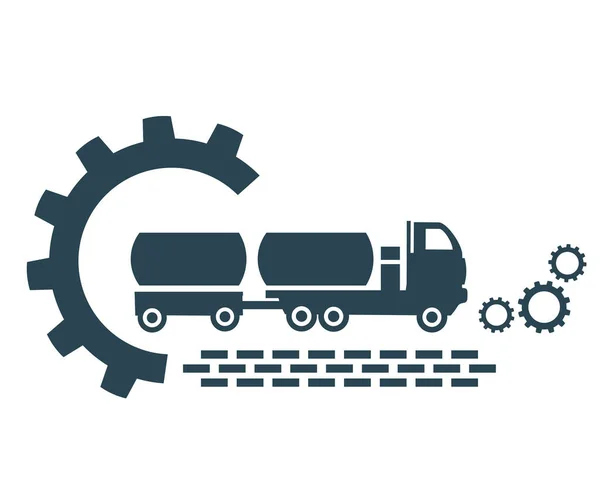 Vektor Symbol Logo Eines Tanklastwagens Mit Ladung Anhänger Bau Und — Stockvektor