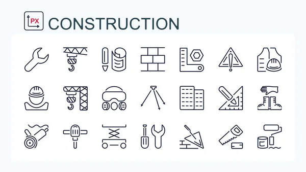 Eine Reihe Von Vektorillustrationen Lineare Symbole Für Konstruktions Und Reparaturarbeiten — Stockvektor