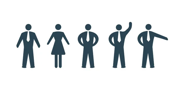 ビジネスの男性と女性のためのベクトルアイコンのセット 濃い色 — ストックベクタ