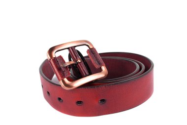 Şık erkek deri kemer beyaz arka plan üzerinde