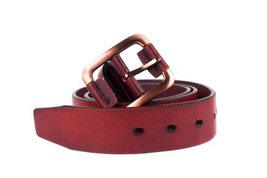 Şık erkek deri kemer beyaz arka plan üzerinde