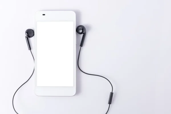 Hareket eden telefon ile kulaklık beyaz 