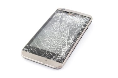 kırık mobil akıllı telefon. Beyaz izole.