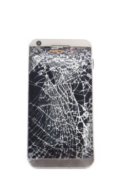 kırık mobil akıllı telefon. Beyaz izole.
