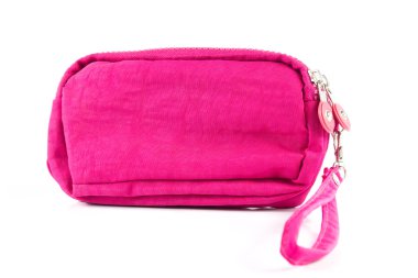 Beyaz bir arka plan üzerinde pembe çanta