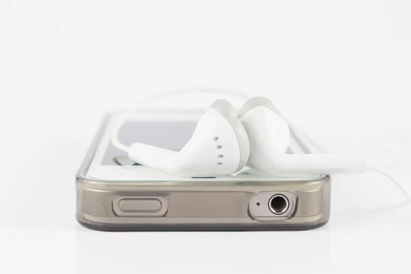 Close-up van telefoon headsets van mobiele telefoon — Stockfoto
