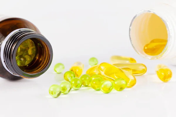 Evening primrose oil capsule,supplementary food. — Stock Photo, Image